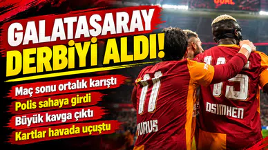 Galatasaray derbiyi kazandı, saha karıştı! Oyuncular birbirine girdi...