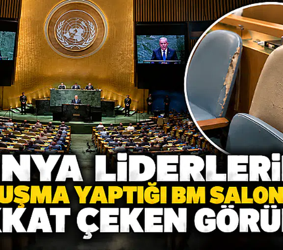 Dünya liderlerinin konuşma yaptığı BM salonunda dikkat çeken görüntü