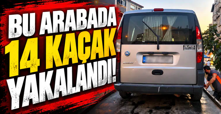 Edirne’de Doblo marka araçta 14 düzensiz göçmen yakalandı