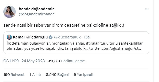 Hande Doğandemir'den Kılıçdaroğlu'na: "Sende ne sabır varmış" - Resim : 1