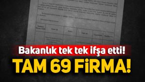 Bakanlık tek tek ifşa etti: Tam 69 firma!