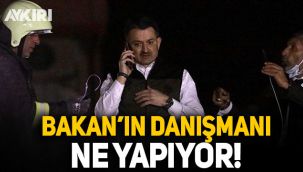 Bakan Bekir Pakdemirli'nin enkaz üzerindeki konuşmasını danışmanı böyle çekti