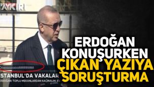 Erdoğan'ın konuşması sırasında ekranda yer alan 
