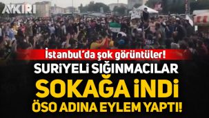 İstanbul Aksaray'da Suriyeliler Sokağa indi, ÖSO bayraklarıyla eylem yaptı!