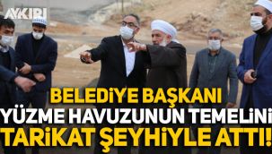 Belediye başkanı Yüzme havuzunun temelini tarikat şeyhiyle attı, CHP'den tepki gecikmedi