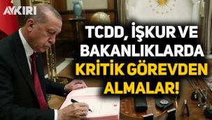 Erdoğan imzaladı: Bakanlıklar, TCDD ve İŞKUR'da kritik görevden almalar!