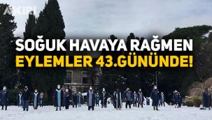 Boğaziçi Üniversitesi'nde karlı havaya rağmen protestolar sürüyor