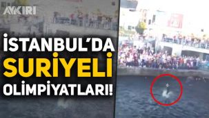 İstanbul'da Suriyeli Olimpiyatları! Suriyeliler Eminönü'nde toplanıp, denize atladı!