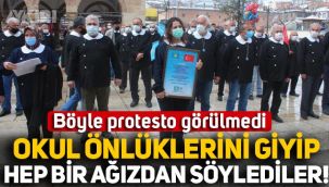 Böyle protesto görülmedi: İYİ Partililer okul önlüklerini giyip Andımız'ı okudu!