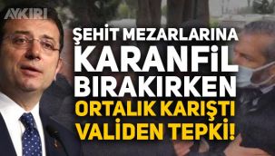 Ekrem İmamoğlu, şehit mezarlarına karanfil bırakırken ortalık karıştı!