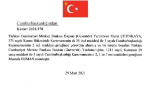 Merkez Bankası Başkan Yardımcısı da görevden alındı!