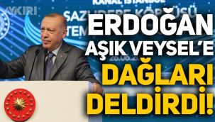Erdoğan, Kanal İstanbul töreninde Aşık Veysel'e dağları deldirdi!