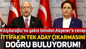 Kılıçdaroğlu'na yakın isimden Meral Akşener'e cevap: İttifakın tek aday çıkarmasını doğru buluyorum