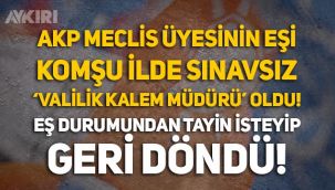 AKP'li Meclis üyesinin eşi, komşu ilde sınavsız 'Valilik Kalem Müdürü' oldu, Tayin isteyip geri döndü