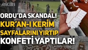 Ordu'da skandal: Stadyum açılışında Kur'an-ı Kerim sayfalarını kesip konfeti yaptılar