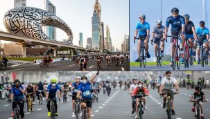 Dubai'de düzenlenen bisiklet turundan renkli görüntüler