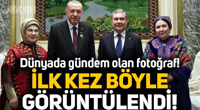 Erdoğan'ın Türkmenistan'daki fotoğrafı dünyada gündem oldu! İlk kez ortaya çıktı!