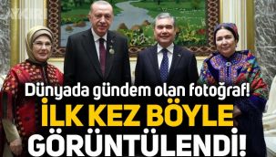Erdoğan’ın Türkmenistan'daki fotoğrafı dünyada gündem oldu! İlk kez ortaya çıktı!