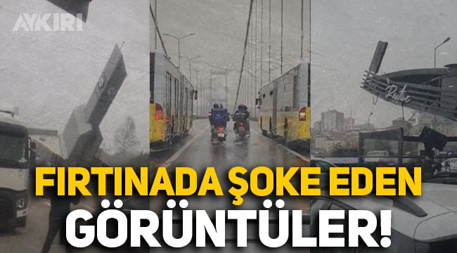İstanbul'u fırtına vurdu, şoke eden görüntüler! Saat kulesi devrildi, çatılar uçtu