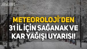 Meteoroloji'den 31 şehir için sağanak ve kar yağışı uyarısı!