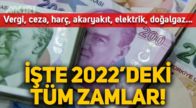 2022'deki tüm zamlar: vergi, ceza, harç, akaryakıt, doğalgaz, elektrik, pasaport, ehliyet! Yeni yılda ne kadar zam yapıldı?
