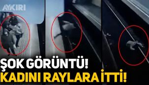 Şaşkına çeviren görüntü: Tren bekleyen kadını raylara itti, son anda kurtuldu