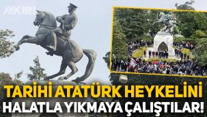Samsun'da tarihi Atatürk heykeline saldırı: Halatla bağlayıp yıkmaya çalıştılar