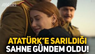 Hazal Kaya'nın Pera Palas’ta Gece Yarısı dizisinde Atatürk'e sarıldığı sahne gündeme oturdu!