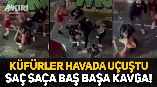 Kadıköy'de küfürler havada uçuştu, Saç saça baş başa kavga ettiler!