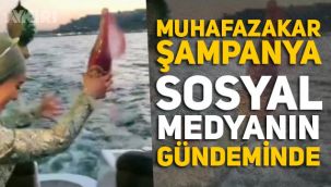 Boğaz'da özel yatta şampanya patlatan başörtülü kadınlar sosyal medyanın gündeminde oturdu