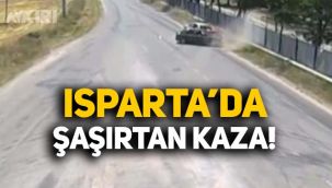 Isparta'da şaşırtan kaza: Geri giden araçla ters yöne giren araç çarpıştı