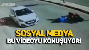 Motosikletten düştü, hiçbir şey yokmuş gibi kalkıp selamlaştı