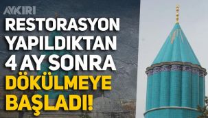 Restorasyonu 4 ay önce biten Mevlana Müzesi'ndeki Yeşil Kubbe'nin çinileri döküldü