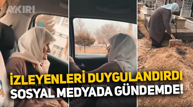 Torunuyla birlikte eşini ziyarete mezarlığa giden yaşlı kadının videosu gündemde