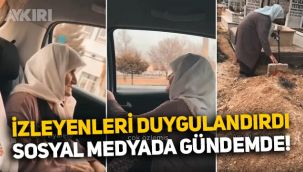 Torunuyla birlikte eşini ziyarete mezarlığa giden yaşlı kadının videosu gündemde