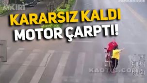 Yoldan geçerken kararsız kalan kadına motosiklet çarptı