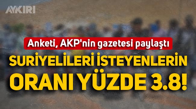 Anketi, AKP'nin gazetesi paylaştı: Suriyelilerin kalmasını isteyenlerin oranı yüzde 3.8