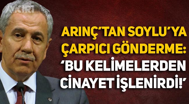Bülent Arınç'tan Süleyman Soylu'ya gönderme: "Anadolu'da bu kelimelerden cinayet işlenirdi"