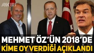 Dr. Mehmet Öz'ün 2018'deki Cumhurbaşkanlığı seçimlerinde kime oy verdiği açıklandı