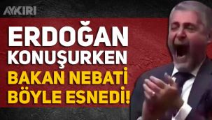 Erdoğan konuşurken, Nureddin Nebati böyle esnedi, bir yandan da alkışladı