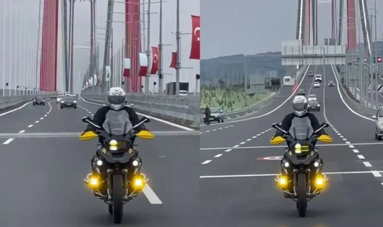 İstanbul Valisi Ali Yerlikaya, Çanakkale Köprüsü'nden motosikletiyle geçti