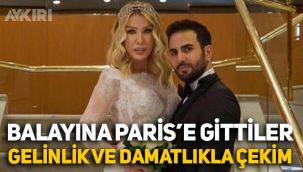 Seda Sayan ve Çağlar Ökten balayına Paris'e gitti, gelinlik ve damatlıkla çekim yaptılar