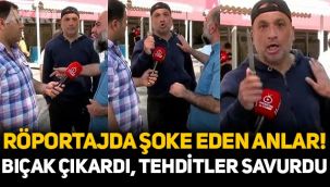 Sokak röportajında şok anlar: Bıçak çıkardı, 