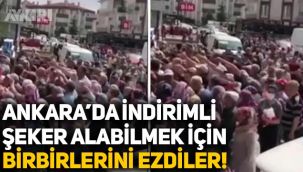 Ankara'da marketten indirimli şeker almak isteyenler birbirini ezdi!
