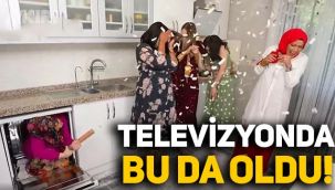 Bu da yaşandı: Bulaşık makinesinin içine giren gelin, konfeti patlatarak yarışmacıları korkuttu