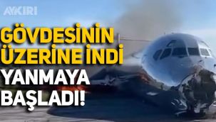 Dominik'ten kalkan uçak gövdesinin üzerine indi, alev topuna döndü
