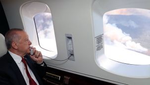 Erdoğan, Marmaris'teki orman yangınını havadan inceledi