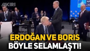 Erdoğan ve Boris Johnson, NATO Zirvesi'nin son gününde böyle selamlaştı