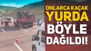 Kamyonun kasasından çıkan kaçaklar böyle kaçtılar, o anlar saniye saniye görüntülendi