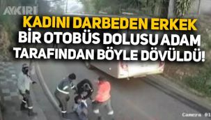 Sokak ortasında, kadına saldırıp hırsızlık yapmak isteyen erkek, bir otobüs dolusu erkek tarafından etkisiz hale getirildi